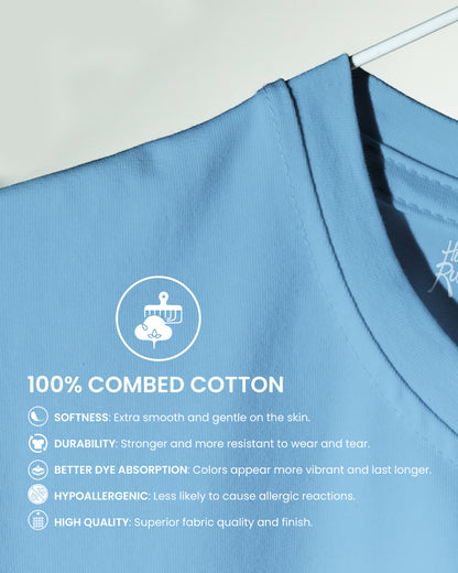 Solid Plain Baby Blue Oversized T-Shirt for Men