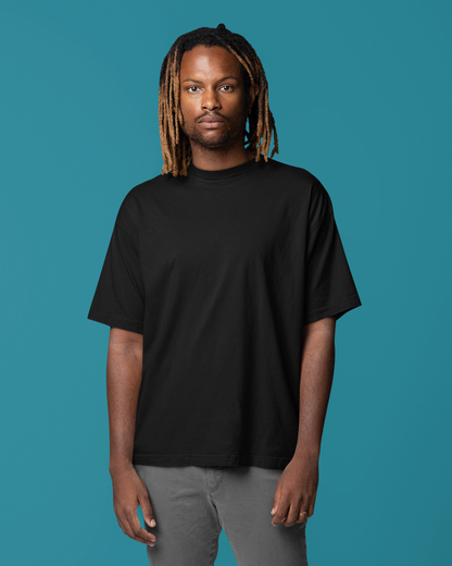 Solid Plain Black Oversized T-Shirt for Men