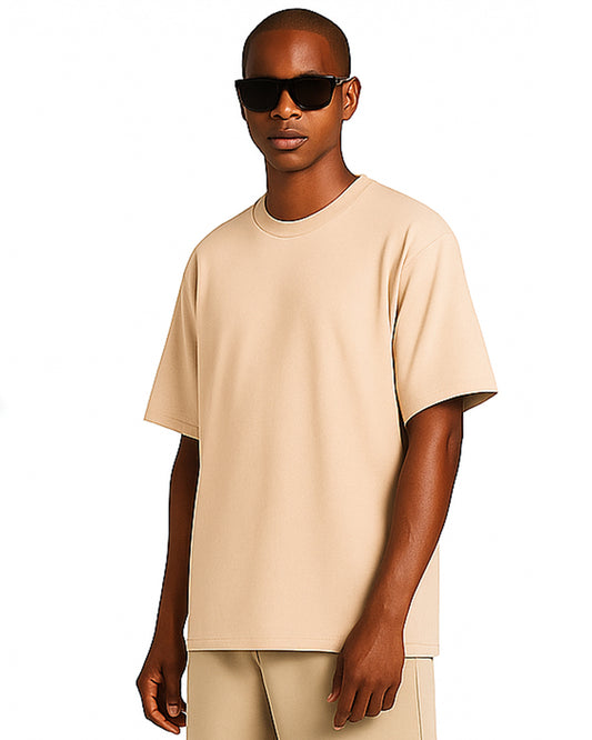 SOLID PLAIN: BEIGE PREMIUM OVERSIZED T-SHIRT