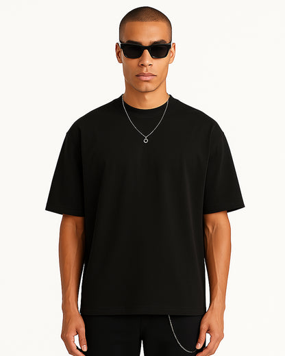 SOLID PLAIN: BLACK PREMIUM OVERSIZED T-SHIRT