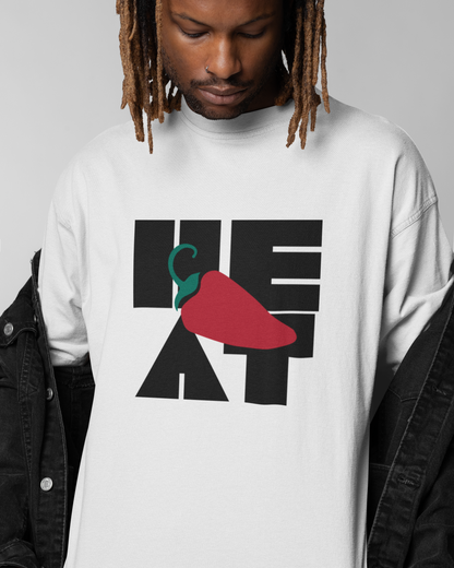 HEAT: White Oversized Men's T-Shirt