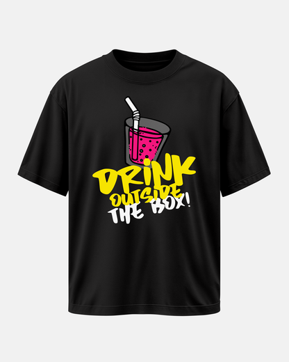 Black Oversized T-Shirt: Drink outside the box!