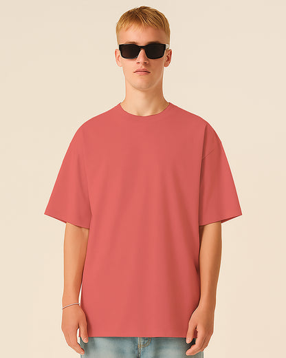 SOLID PLAIN DUSTY ROSE OVERSIZED T-SHIRT FOR MEN