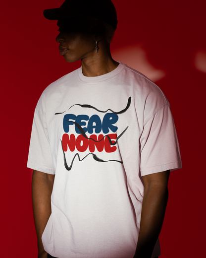 FEAR NONE: White Oversized Men's T-Shirt