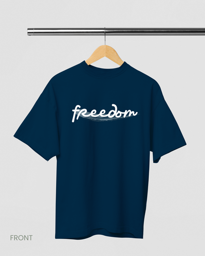 FREEDOM: Navy Blue Men's Oversized T-Shirt