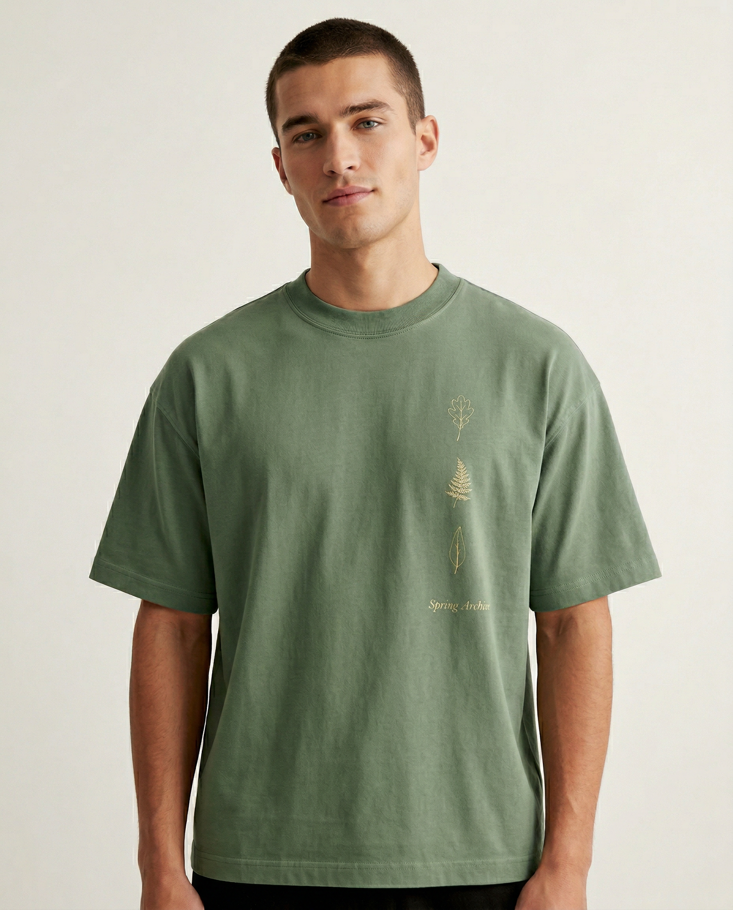 SPRING: Forest Green Premium Oversized T-Shirt For Men