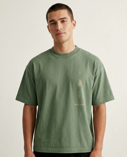 SPRING: Forest Green Premium Oversized T-Shirt For Men