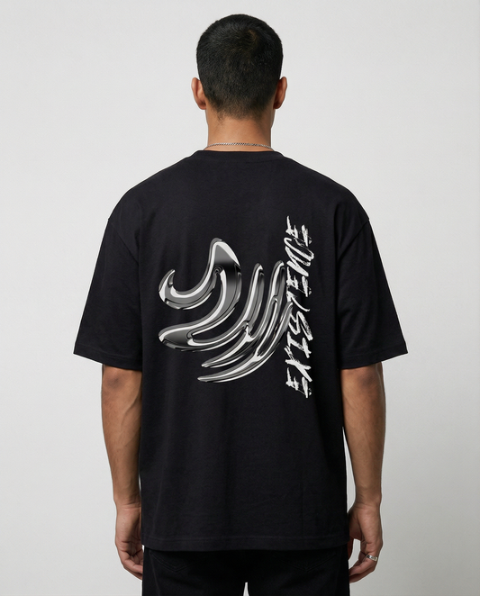 Black Printed Oversized T-Shirted