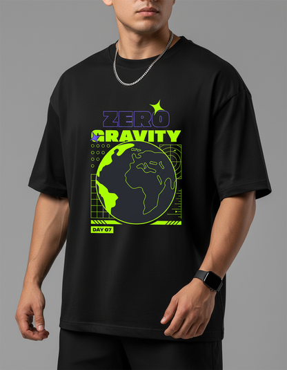 ZERO GRAVITY: Black Oversized T-Shirt
