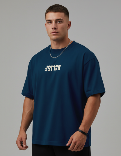 BELIEF: Navy Blue Oversized T-Shirt