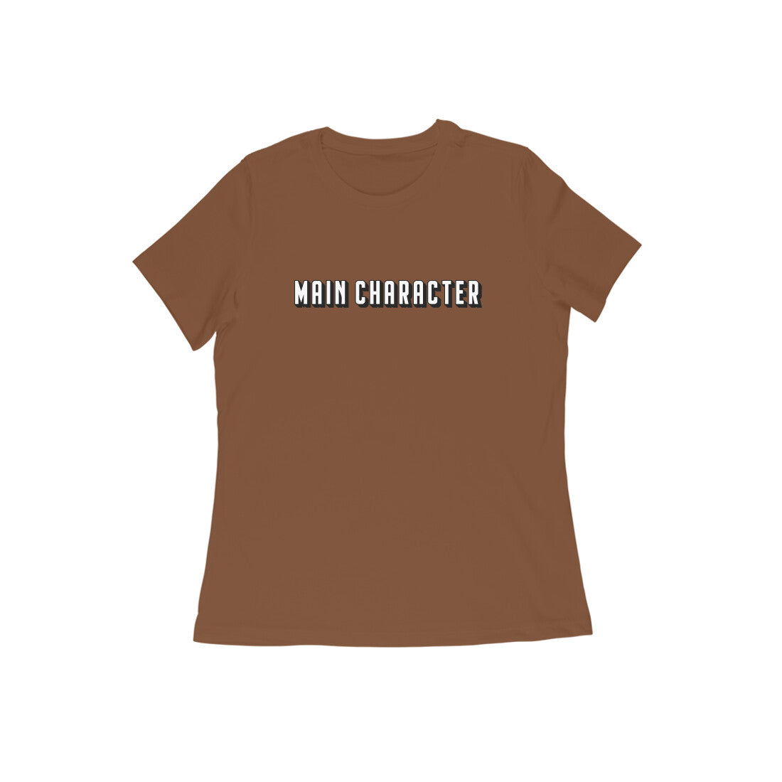 main-character-womens-coffee-brown-round-neck-tee