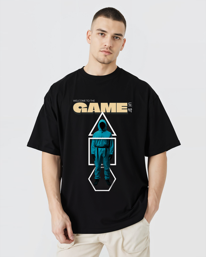 WELCOME TO THE GAME: Black Oversized T-Shirt