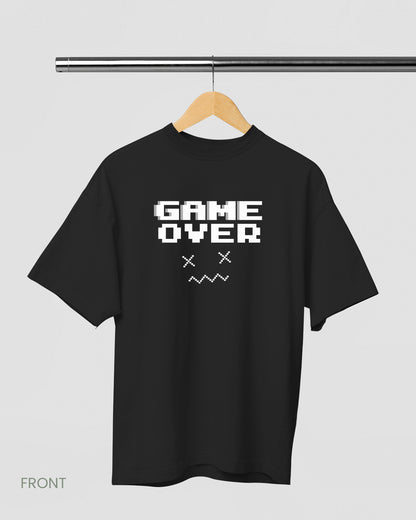 GAME OVER: Black Oversized T-shirt for Men