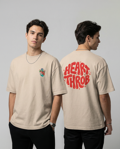 HEARTTHROB: Beige Premium Oversized T-Shirt