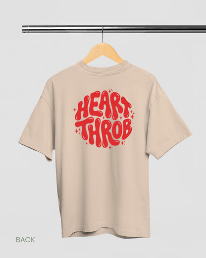 HEARTTHROB: Beige Premium Oversized T-Shirt