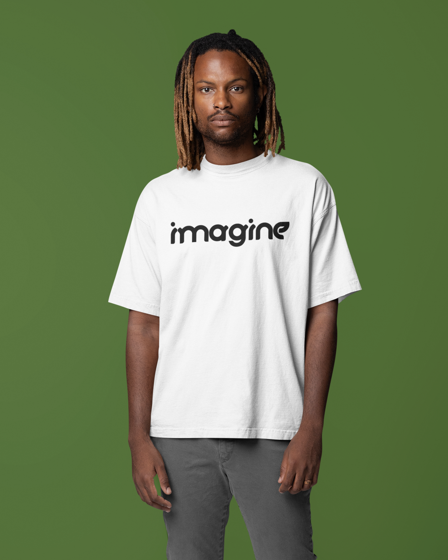 IMAGINE: Men's White Oversized T-Shirt