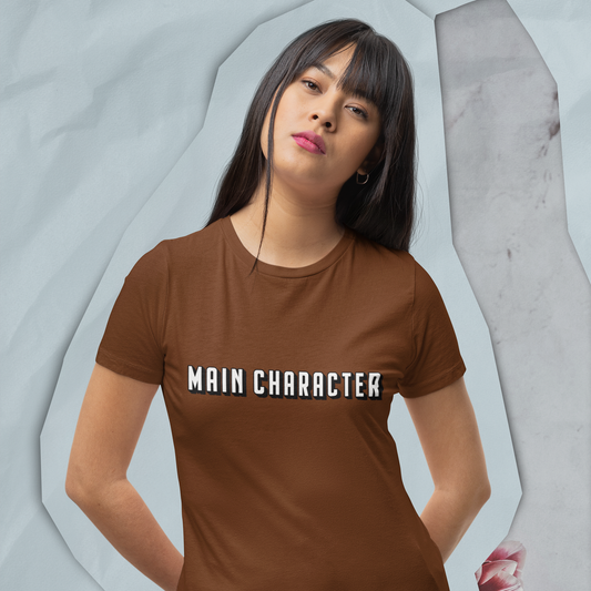 main-character-womens-coffee-brown-round-neck-tee