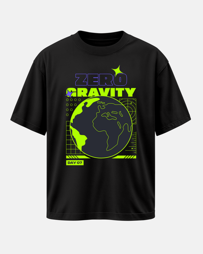 ZERO GRAVITY: Black Oversized T-Shirt