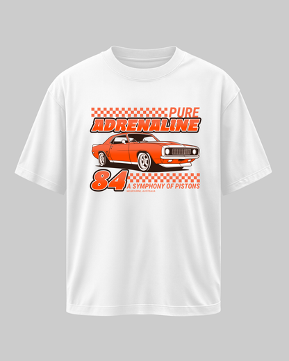 PURE ADRENALINE: White Oversized T-Shirt