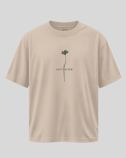 BLOOM QUIET: Beige Premium Oversized T-Shirt for Men