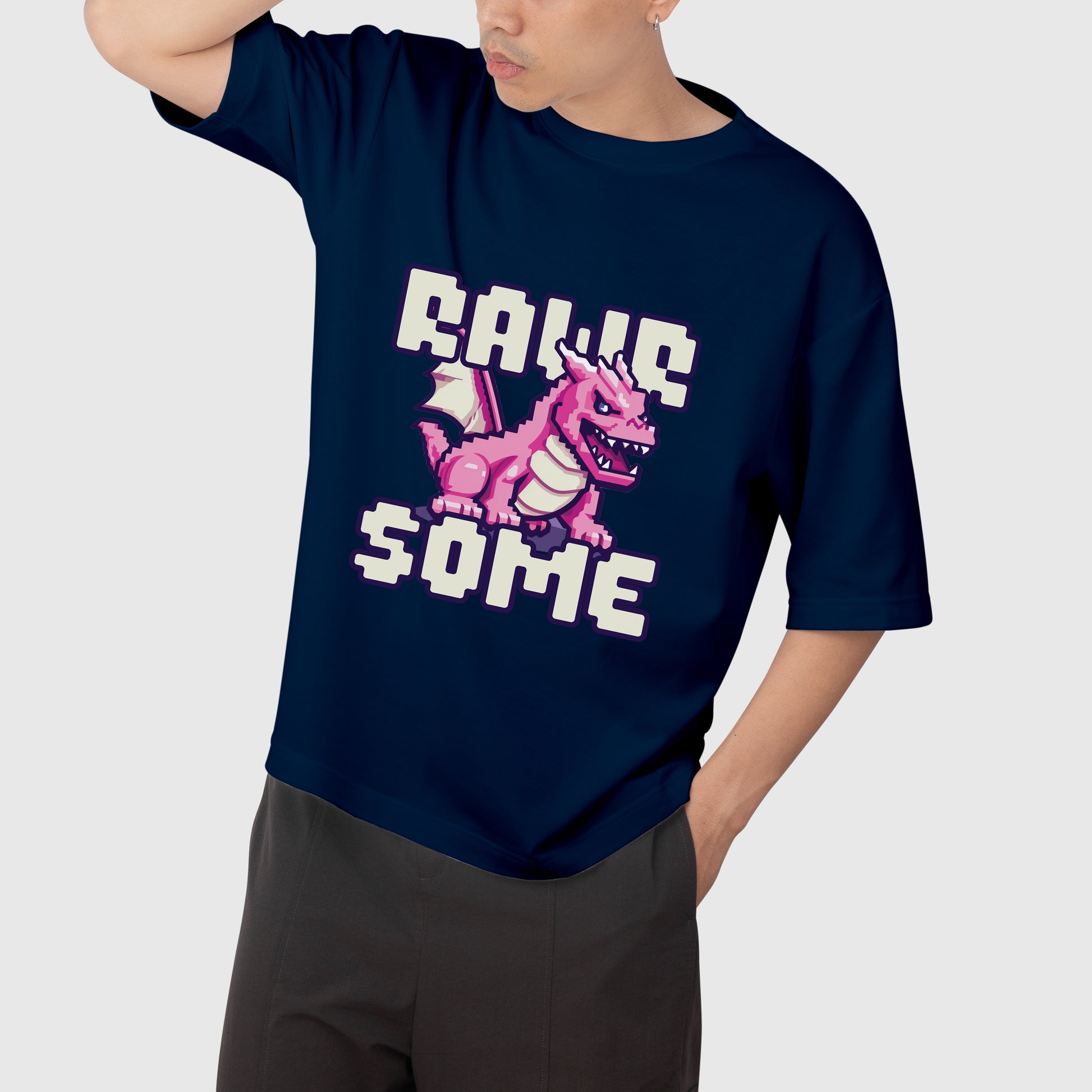 rawrsome-navy-blue-oversized-tshirt