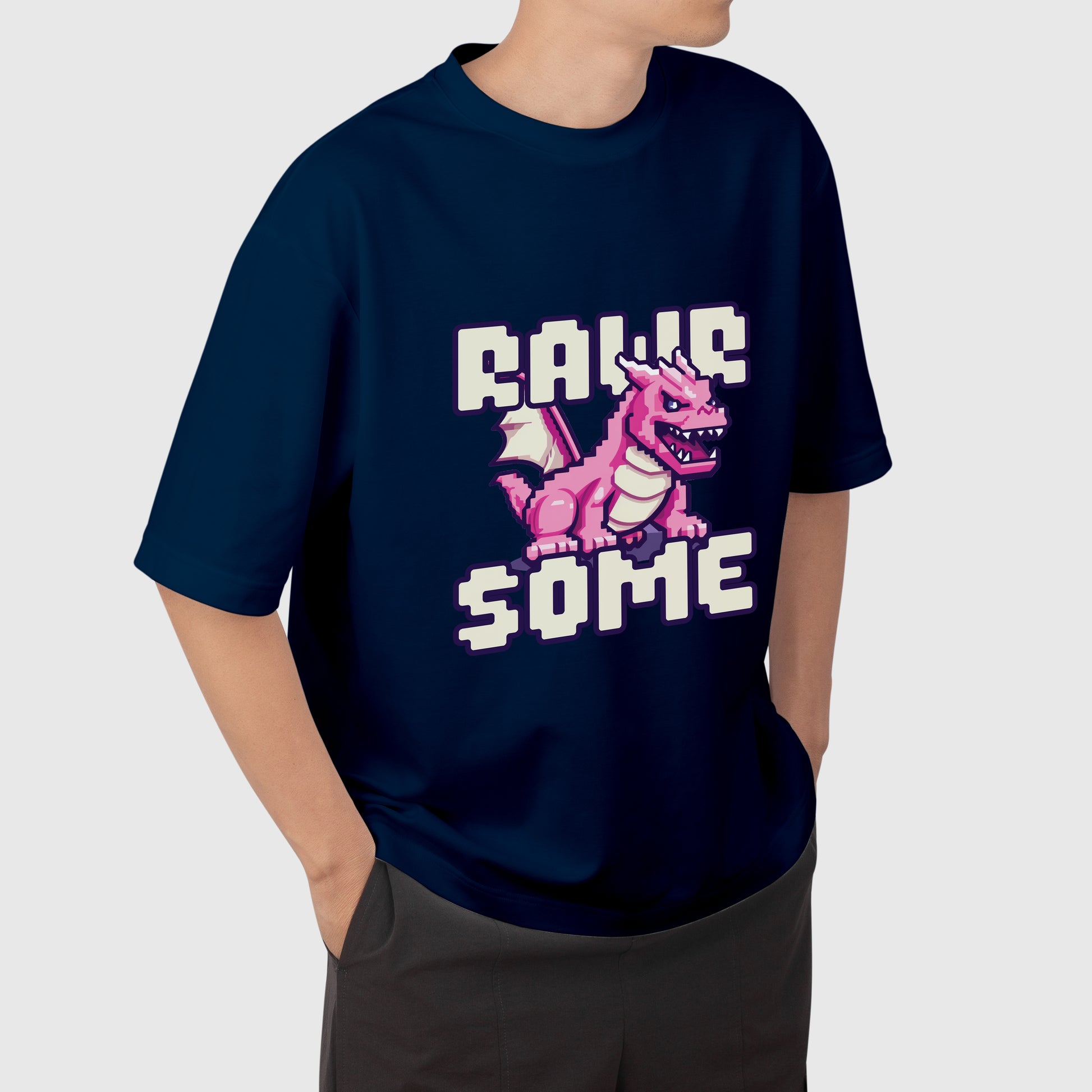 rawrsome-navy-blue-oversized-tshirt