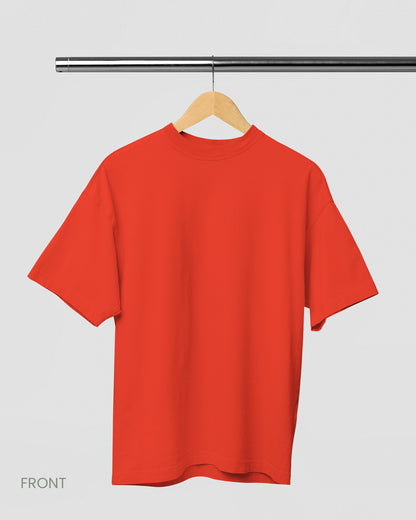 SOLID PLAIN: BRICK RED PREMIUM OVERSIZED T-SHIRT