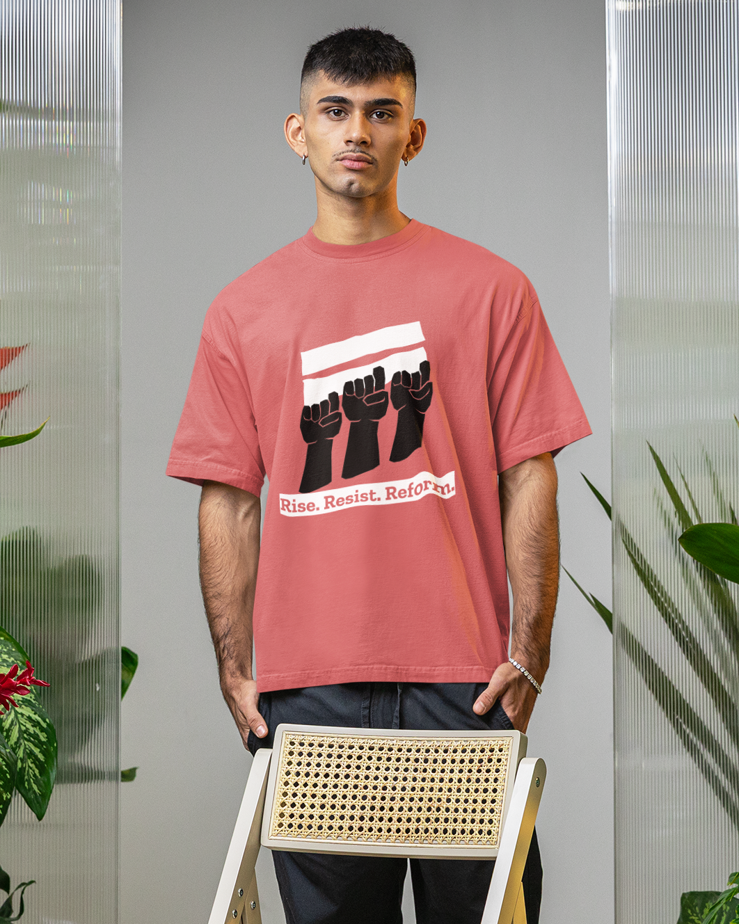 RISE-RESIST-REFORM: DUSTY ROSE OVERSIZED T-SHIRT