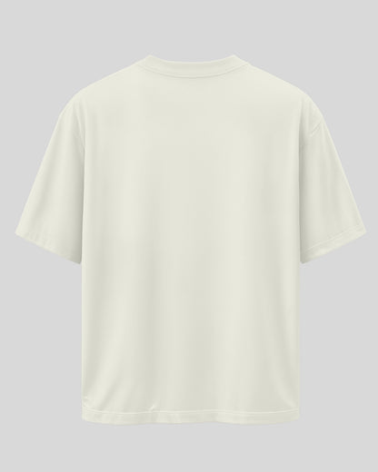 SILENT: Ivory White Premium Oversized T-Shirt for Men