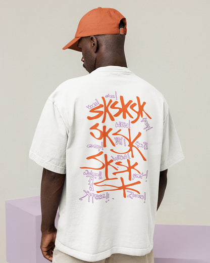 SKSK: White Oversized T-Shirt for Men