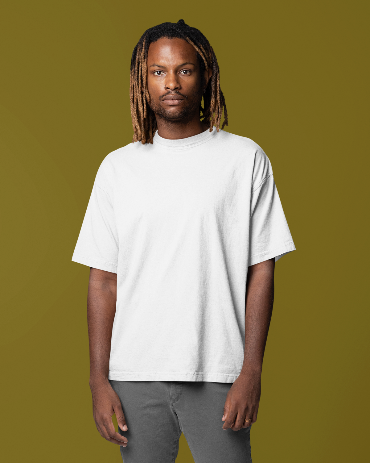 Solid Plain White Oversized T-Shirt for Men