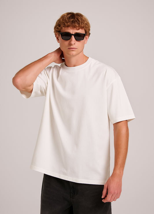 SOLID PLAIN: WHITE PREMIUM OVERSIZED T-SHIRT FOR MEN