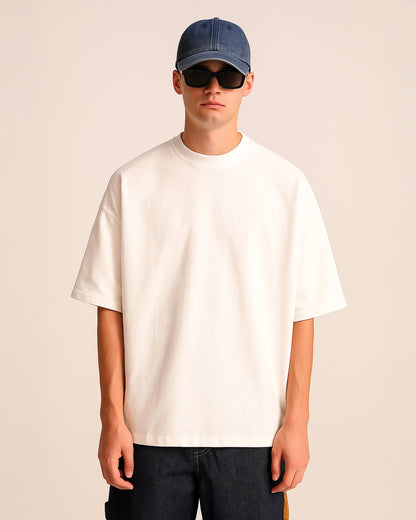 SOLID PLAIN WHITE OVERSIZED T-SHIRT FOR MEN